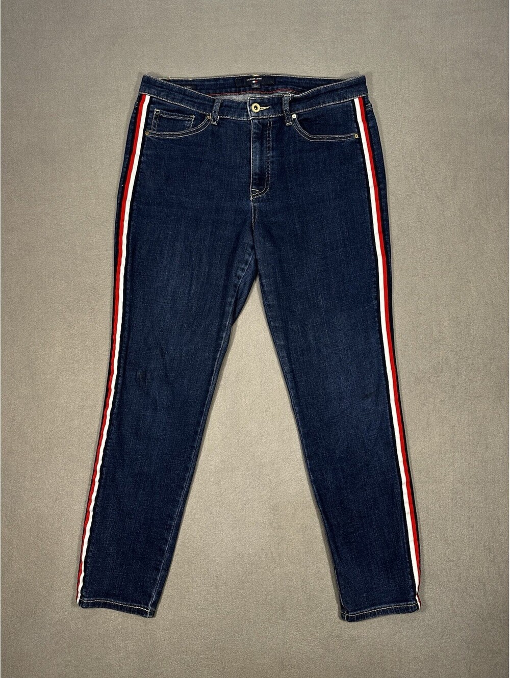 Tommy Hilfiger Women's Tribeca Skinny Jeans Size 10 Side Stripe Stretch Denim